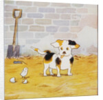 Illustration of a Puppy and a Chick from Watty: A White Puppy by Mrs. Ernest Ames
