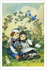 Illustration of Raggedy Ann and Raggedy Andy with Two Robins by Johnny Gruelle