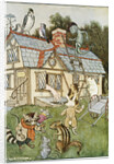 Illustration Showing Alice Cramped Inside the White Rabbit's House by Milo Winter