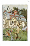 Illustration Showing Alice Cramped Inside the White Rabbit's House by Milo Winter