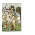 Illustration Showing Alice Cramped Inside the White Rabbit's House by Milo Winter