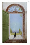 Illustration of a Dog Sitting on the Front Porch by Marguerite Kirmse