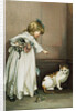Illustration of a Little Girl Scolding a Cat by Anonymous