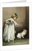 Illustration of a Little Girl Scolding a Cat by Anonymous