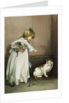 Illustration of a Little Girl Scolding a Cat by Anonymous
