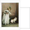 Illustration of a Little Girl Scolding a Cat by Anonymous