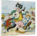 Book Illustration of a Cat Playing a Banjo by Anonymous