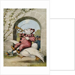 Book Illustration of a Bear Riding on a Goose by V. Floyd Campbell