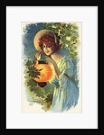 Postcard of a Woman with a Paper Lantern by Anonymous