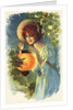 Postcard of a Woman with a Paper Lantern by Anonymous