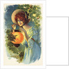 Postcard of a Woman with a Paper Lantern by Anonymous