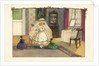 Postcard of a Little Girl Playing with Dolls by Pauli Ebner