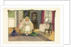 Postcard of a Little Girl Playing with Dolls by Pauli Ebner