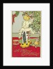 A Merry Christmas! Postcard of a Child on a Rocking Horse by Anonymous