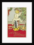A Merry Christmas! Postcard of a Child on a Rocking Horse by Anonymous
