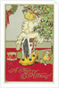 A Merry Christmas! Postcard of a Child on a Rocking Horse by Anonymous