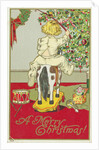 A Merry Christmas! Postcard of a Child on a Rocking Horse by Anonymous
