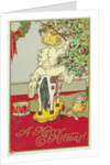 A Merry Christmas! Postcard of a Child on a Rocking Horse by Anonymous