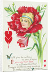 Would You be Willing to See a Miss if You Saw Her Face in a Flower Like This? Postcard by Anonymous