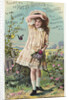 Hoyt's German Cologne Trade Card with a Girl and Butterflies by Corbis