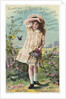 Hoyt's German Cologne Trade Card with a Girl and Butterflies by Corbis