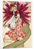 Christmas Wishes Postcard of a Woman and a Poinsettia by Anonymous