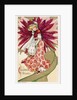 Christmas Wishes Postcard of a Woman and a Poinsettia by Anonymous