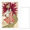 Christmas Wishes Postcard of a Woman and a Poinsettia by Anonymous