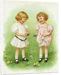Illustration of Little Girls with Easter Eggs by Ida Waugh