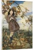 Illustration of a Girl and Autumn Leaves by Jessie Willcox Smith