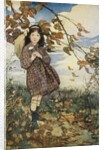 Illustration of a Girl and Autumn Leaves by Jessie Willcox Smith