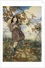 Illustration of a Girl and Autumn Leaves by Jessie Willcox Smith