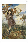Illustration of a Girl and Autumn Leaves by Jessie Willcox Smith