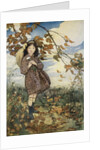 Illustration of a Girl and Autumn Leaves by Jessie Willcox Smith