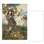 Illustration of a Girl and Autumn Leaves by Jessie Willcox Smith