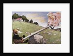 Illustration of a Boy and a Girl on a Seesaw by Jessie Willcox Smith