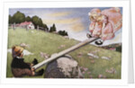 Illustration of a Boy and a Girl on a Seesaw by Jessie Willcox Smith
