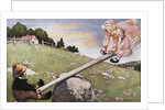 Illustration of a Boy and a Girl on a Seesaw by Jessie Willcox Smith