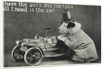 I Have the Auto and the Time Postcard with Dog by Corbis