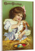 Easter Greetings Postcard with Girl by Anonymous