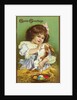 Easter Greetings Postcard with Girl by Anonymous