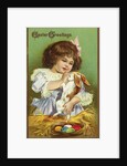 Easter Greetings Postcard with Girl by Anonymous