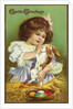Easter Greetings Postcard with Girl by Anonymous