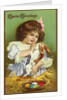 Easter Greetings Postcard with Girl by Anonymous