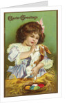 Easter Greetings Postcard with Girl by Anonymous