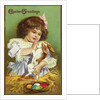 Easter Greetings Postcard with Girl by Anonymous