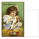Easter Greetings Postcard with Girl by Anonymous