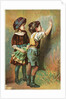 Trade Card Showing Children Writing on a Wall by Anonymous