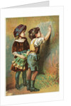 Trade Card Showing Children Writing on a Wall by Anonymous