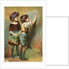 Trade Card Showing Children Writing on a Wall by Anonymous